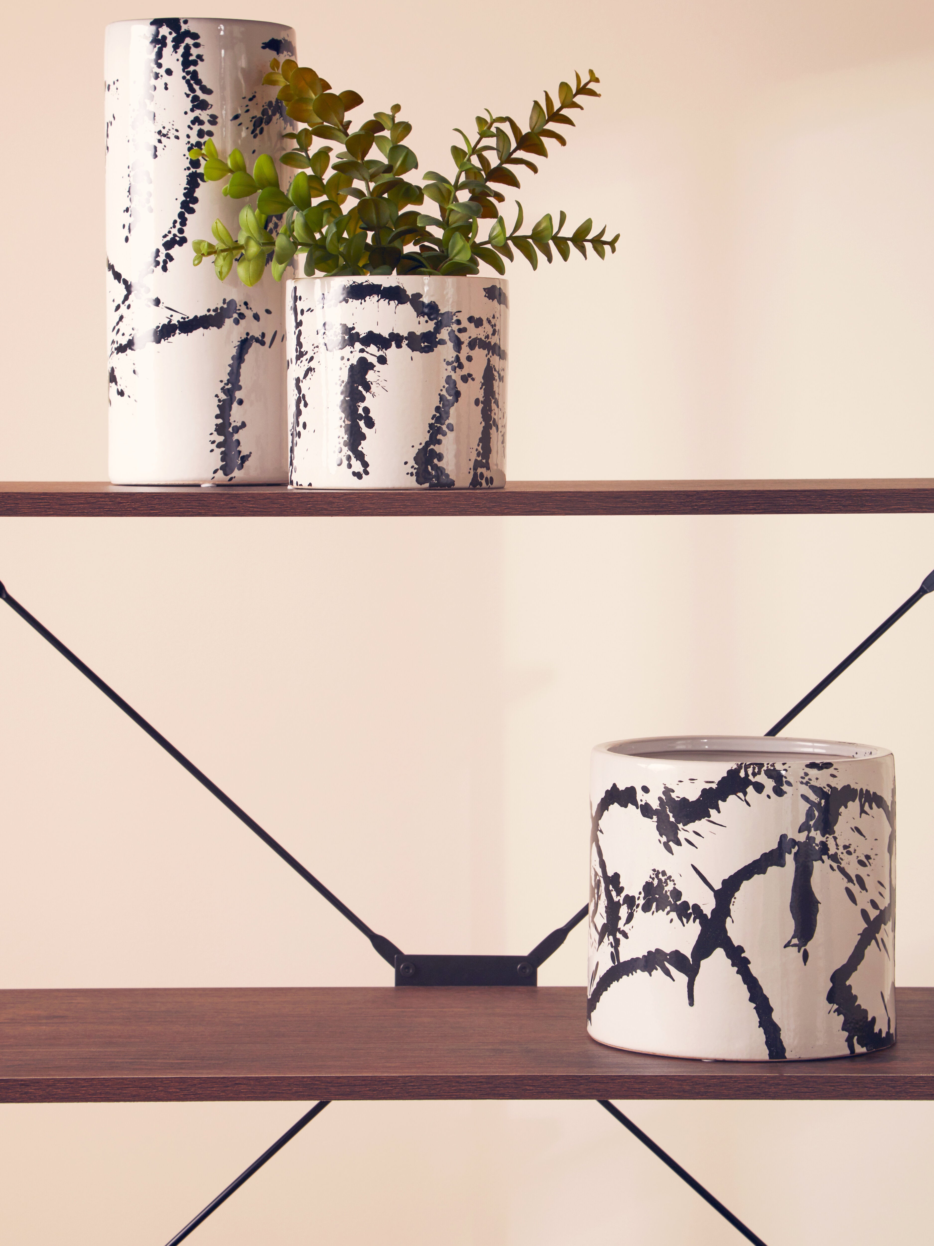Agnes Black & White Splash Ceramic Planter | Small